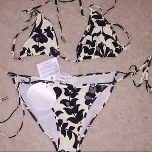 Chloe Black & White Floral String Bikini (medium)